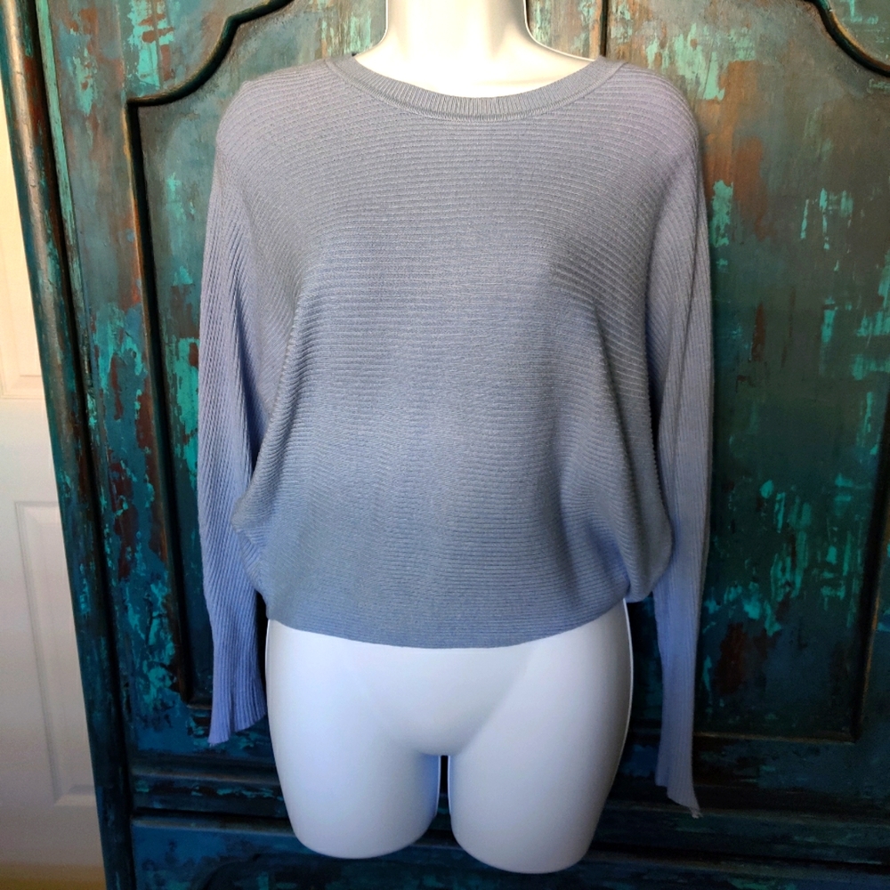 Light blue soft ribbed long sleeve top